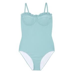 MINNOW Tuckernuck Ruffle Edged Cups One Piece Swimsuit Sea Blue Turquoise Med